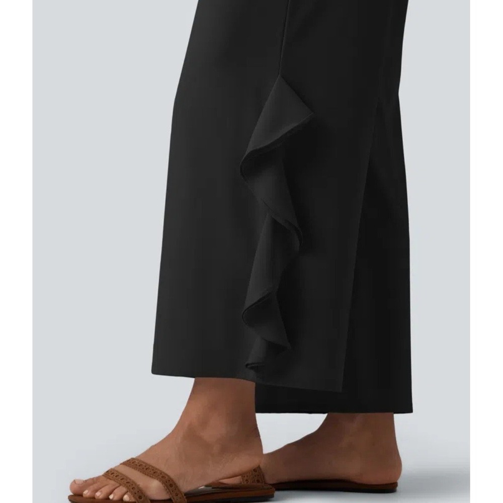 Halara Breezeful High Waisted RuffleWide Leg Quick Dry Pants Women's Small Black - Picture 6 of 16
